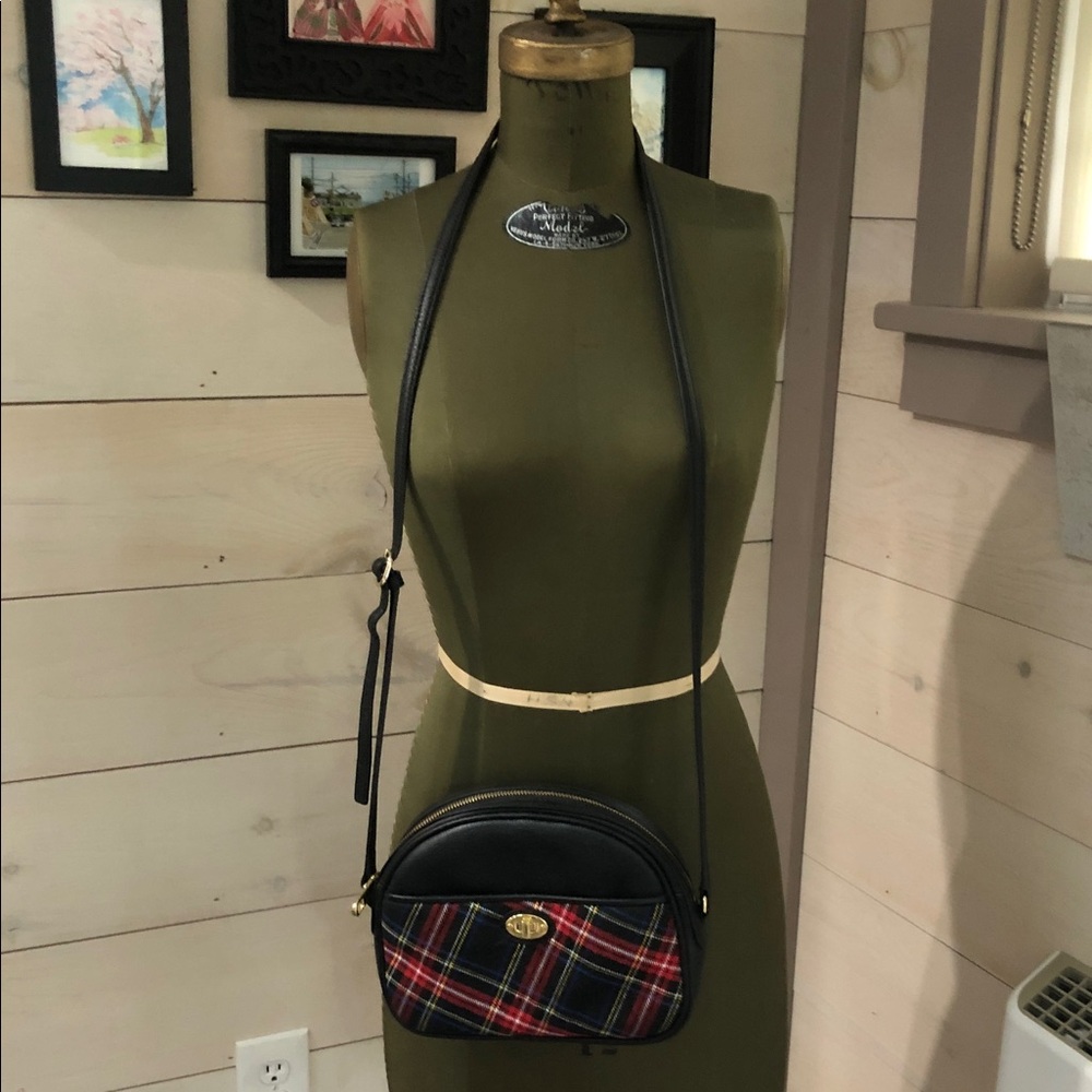 Talbots Black and Red Plaid Crossbody Bag